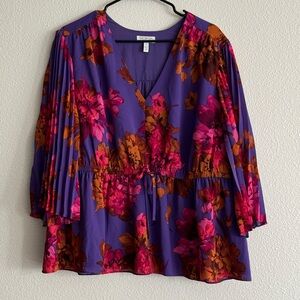 Gently used Sofia Purple Printed Top - 1X